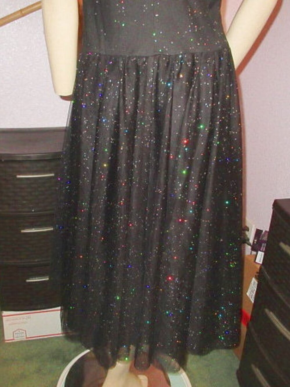 Vtg 90s Y2K Torrid Glitter Tulle Dress Size 14 Iridescent Midi Whimsigoth Fairy - Picture 10 of 13